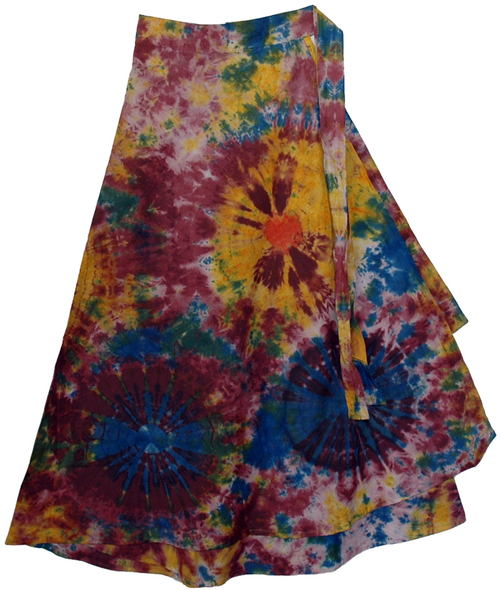 Kaleidoscope Tie Dye Wrap Long Skirt | Tie-Dye, Wrap-Around-Skirt