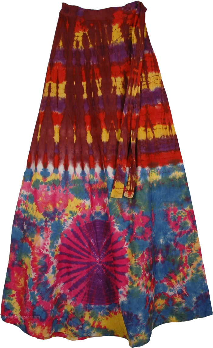 Buccaneer Tie Dye Wrap Gypsy Skirt | Multicoloured | Wrap-Around-Skirt ...