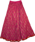 Long Crinkled Cotton Cardinal Skirt