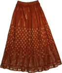 Crinkle Long Summer Skirt in Kenyan Copper
