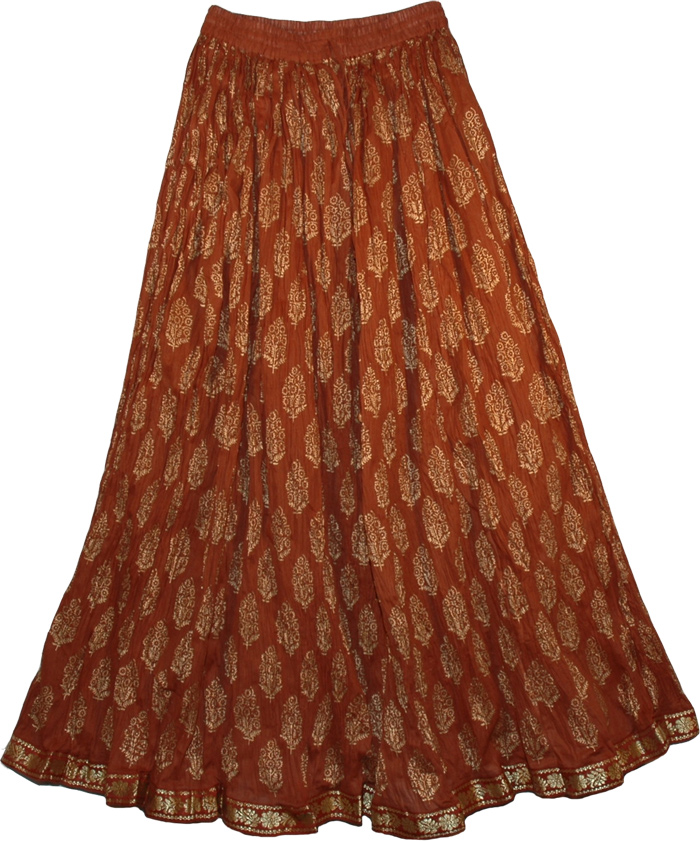 Redwood Crinkle Long Summer Skirt 