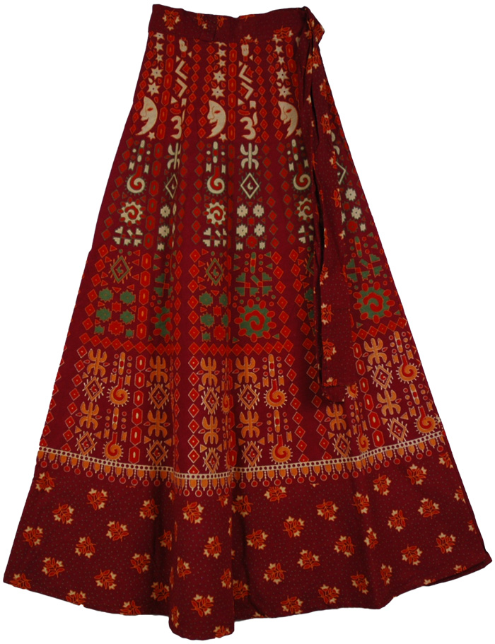 Earthy Wrap Around Skirt in Red Stiletto