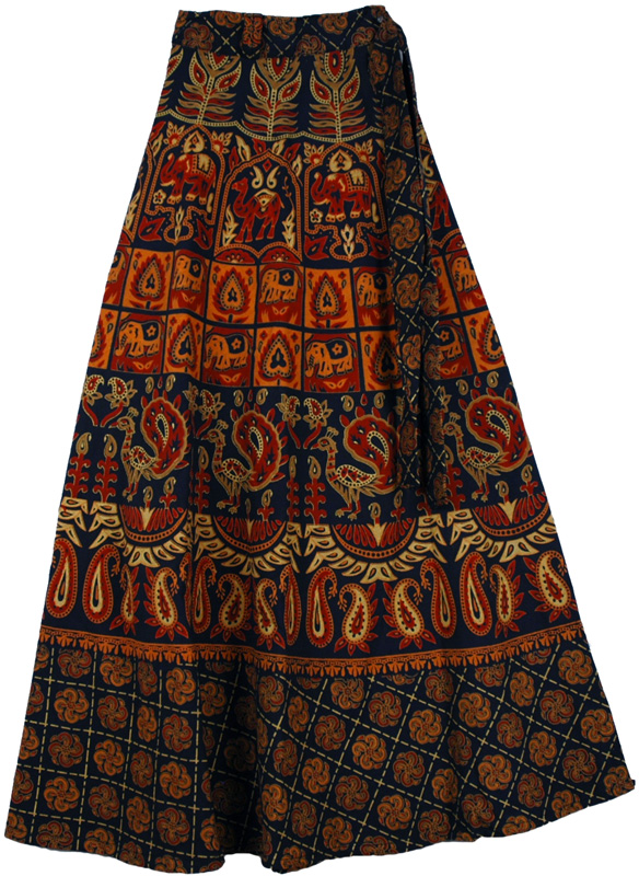 Animose Print Blue Long Wrap Around Skirt | Wrap-Around-Skirt