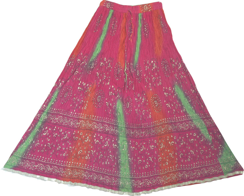 Arabian Princess Ethnic Long Skirt in Dark Pink