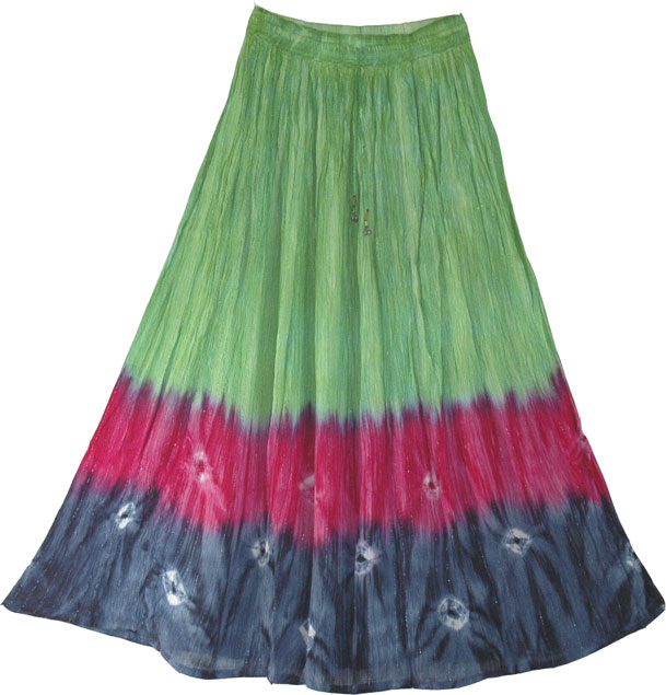 Boho Chic Tie Dye Skirt Green