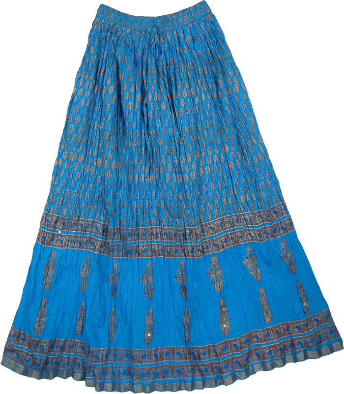 Ethnic Crinkled Skirt in Blue Charm