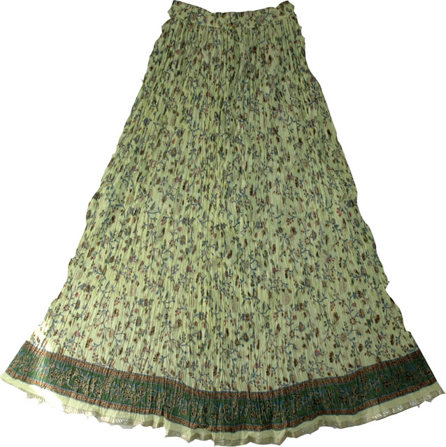 Light Green Crinkle Long Skirt