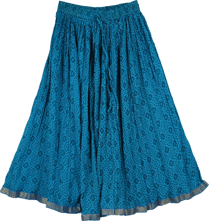 Blues Crinkled Cotton Long Skirt