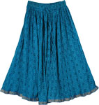 Blues Crinkled Cotton Long Skirt