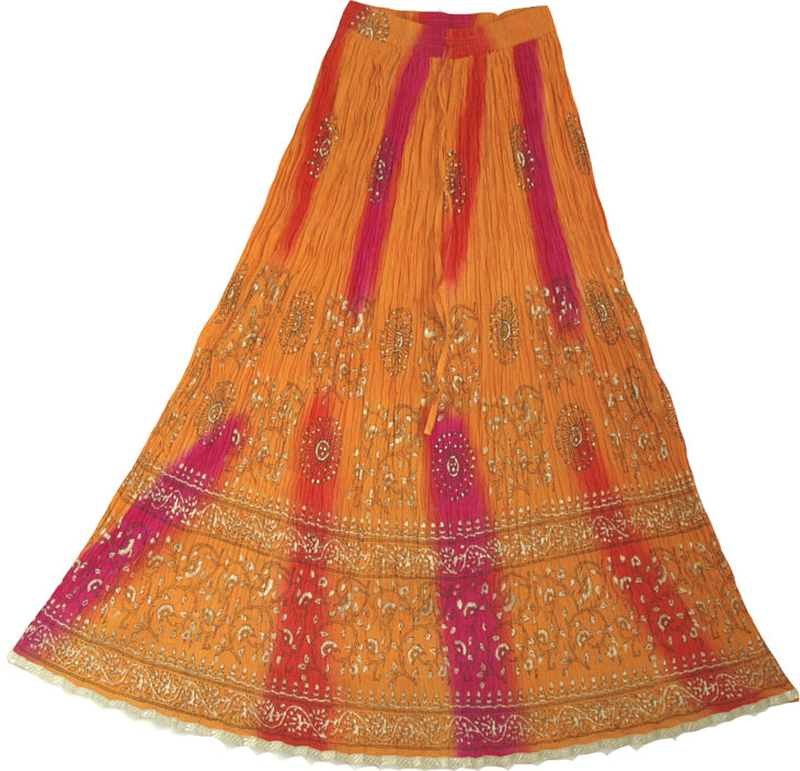 Arabian Princess Ethnic  Long Skirt in Orange