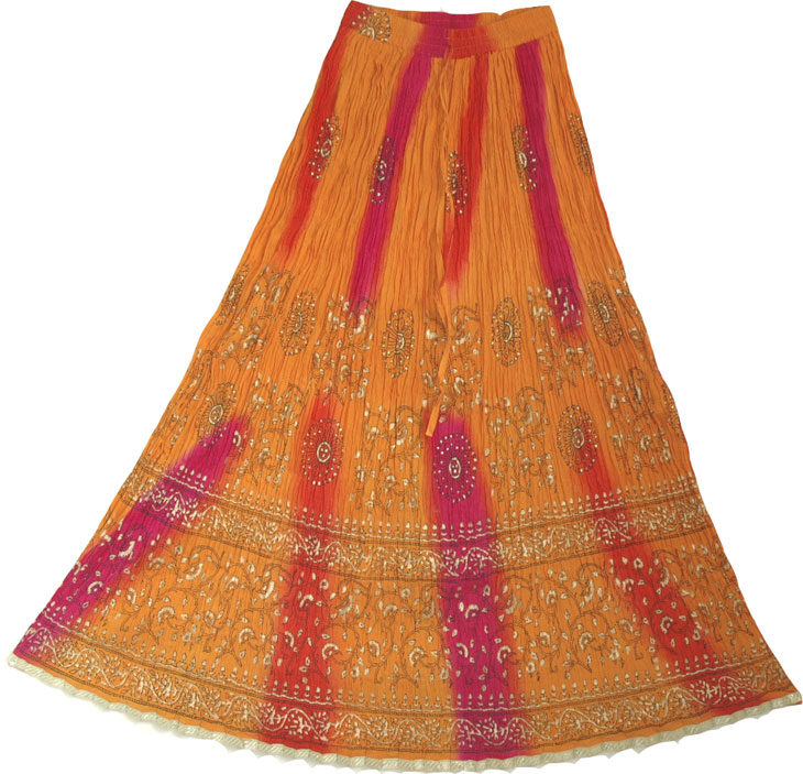 Arabian Princess Ethnic Long Skirt in Orange