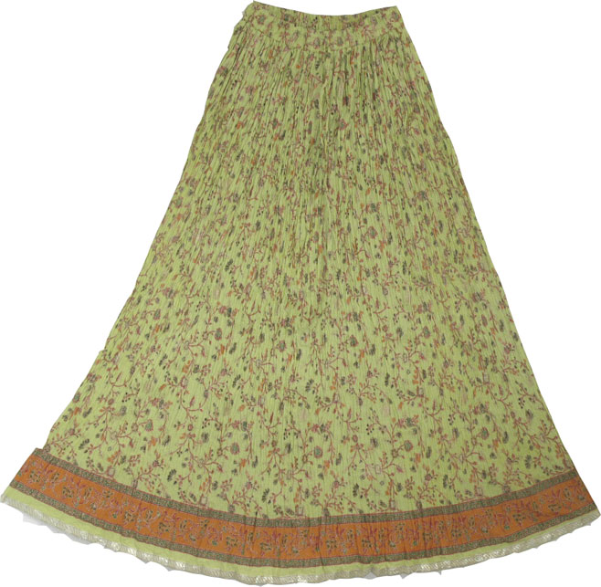 Grassy Green Bohemian Long Skirt