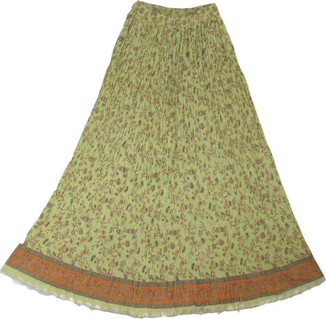 Grassy Green Bohemian Long Skirt