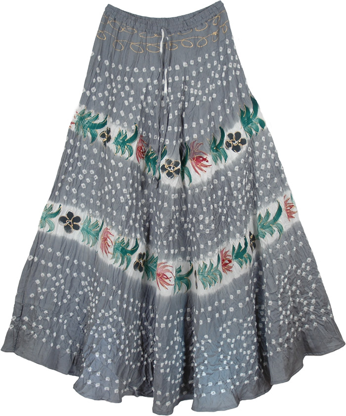 Grey Gypsy Tie Dye Long Skirt