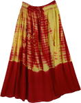 Red Skins Chiffon Tie Dye Long Skirt