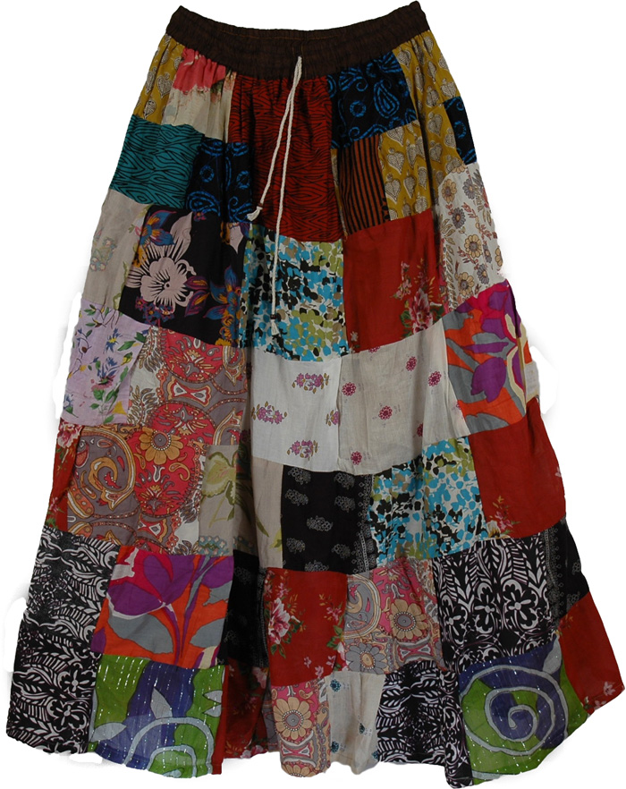 Citrine Colorful Summer Skirt | patchwork