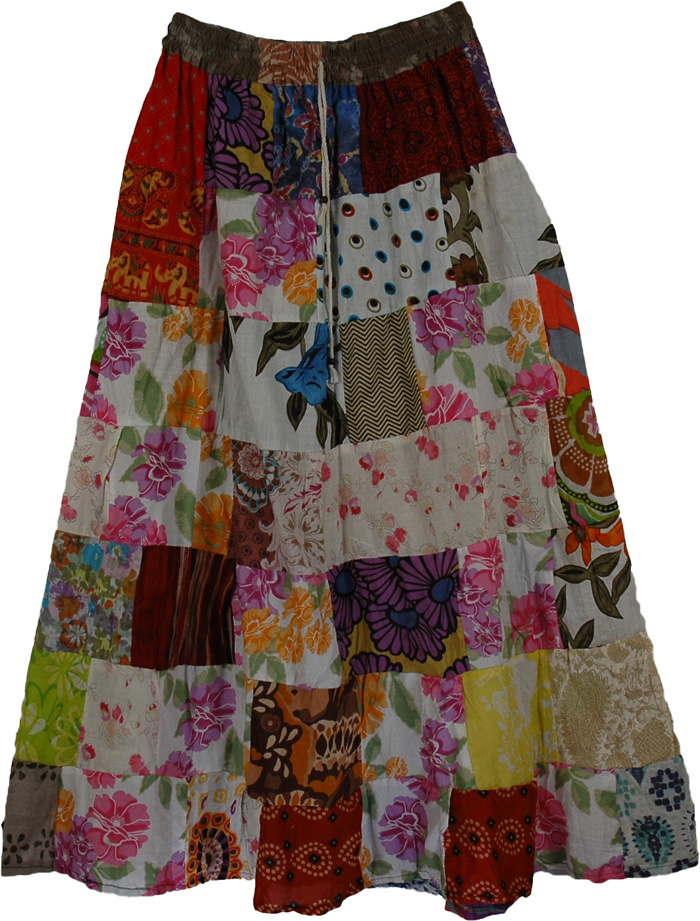 Tourmaline Hippie Summer Long Skirt | patchwork