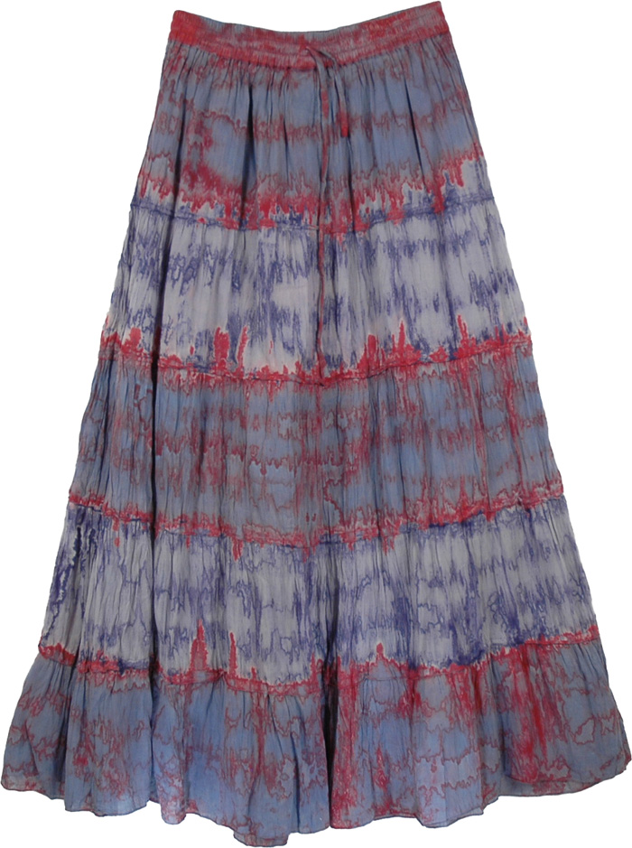 Tie Dye Grey Red Long Skirt - Clothing - Sale on bags, skirts, jewelry ...