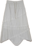 Scalloped Hem White Laced A Line Skirt
