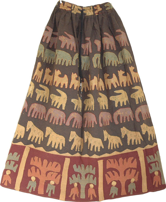 Bohemian Applique Work Cotton Long Skirt