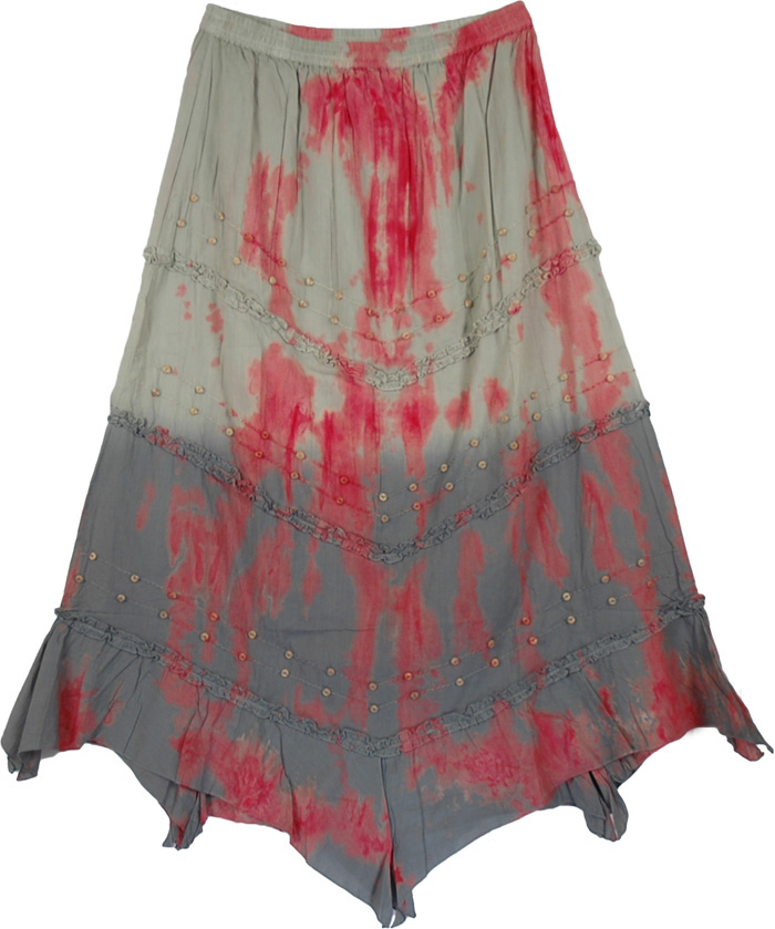 Suave Modern Boho Uneven Hem Tie Dye Summer Skirt