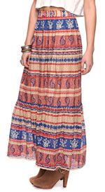 Paisley Print Light Maxi Skirt