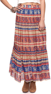 Paisley Print Light Maxi Skirt