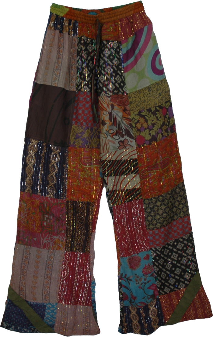 Loco Meditation Patchwork Lounge Pants | patchwork,Split-Skirts-Pants