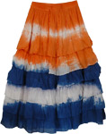 Flares Orange Blue Tie Dye Frills Skirt