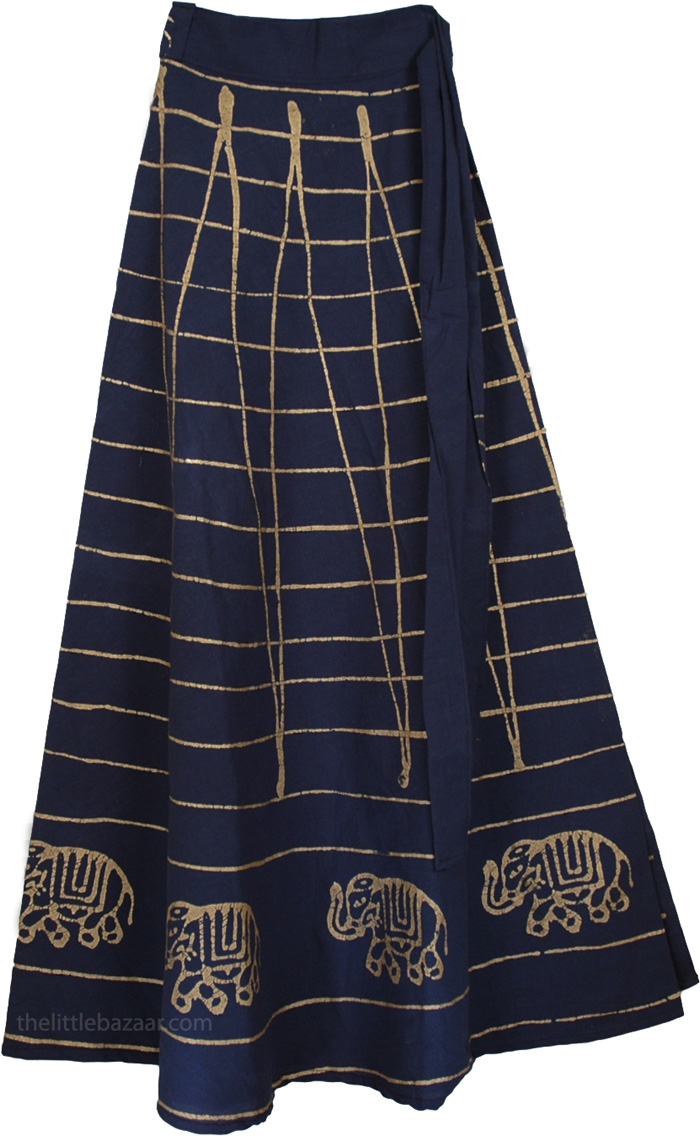 Dark Blue Wrap Long Indian Skirt - Clothing - Sale on bags, skirts ...