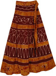 Glow Brown Batik Wrap Long Skirt