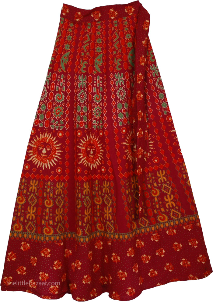 Verdigris Gypsy Ethnic Wrap Skirt