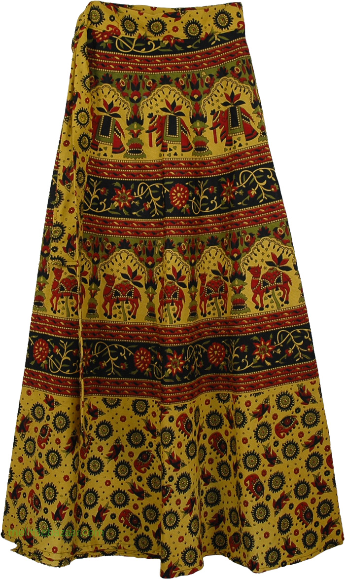 Mandalay Yellow Long Wrap Skirt