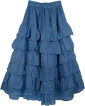 Kashmir Blue Layered Long Skirt