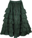 Long Green Layered Skirt