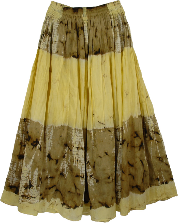 Sun-n-Beach Tie Dye Cotton Full Skirt | Yellow | Tie-Dye