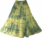 Boho Chic Tie Dye Long Skirt Green