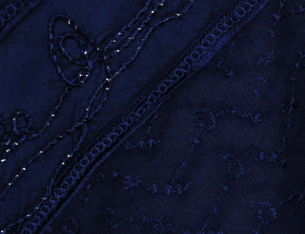 Dark Blue Renaissance Long Skirt with Glitter Embroidery