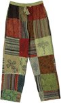 Boho Tribal Pants Green with Patchwork [3043]