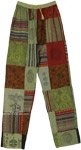 Boho Tribal Pants Long Green with Patchwork [3048]