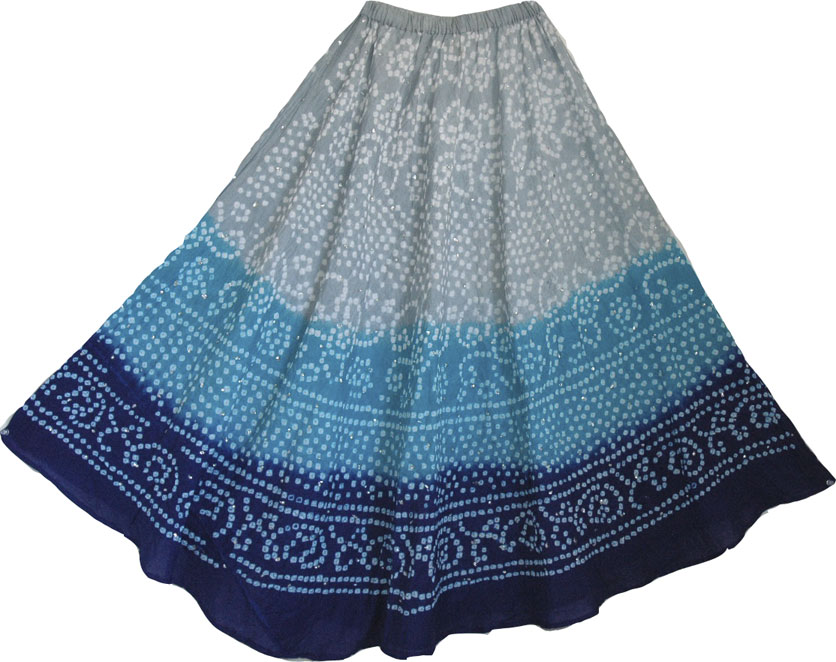 Boho Tie Dye Glitter Long Skirt 