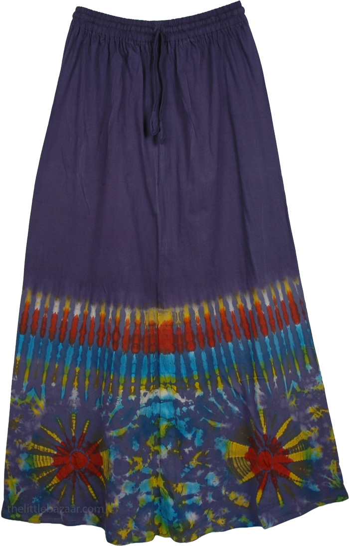 Pickled Blue Tie Dye Hippie Skirt in Jersey Cotton