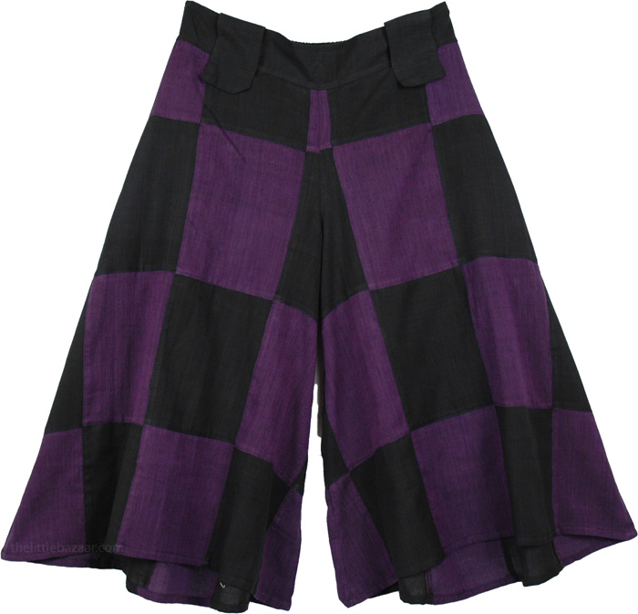 Purple Block Divided Skirt Pant