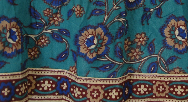 Paradise Blue Cotton Print Long Skirt