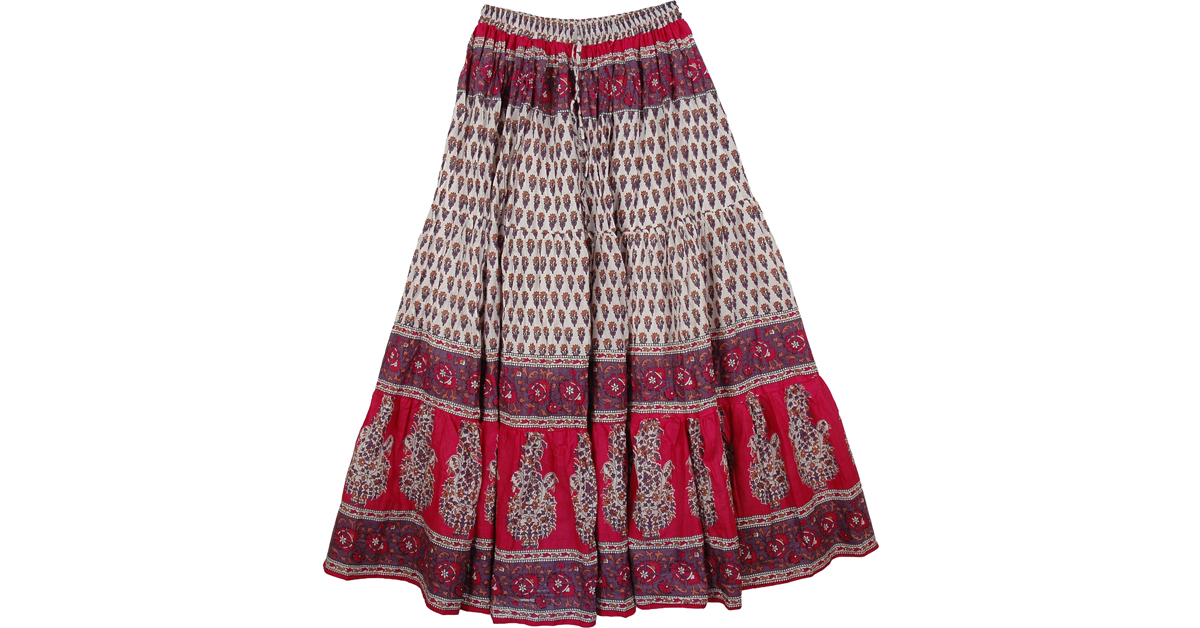 Sale:$12.99 Pink Lady Cotton Long Boho Skirt | Clearance | Sale|12.99|
