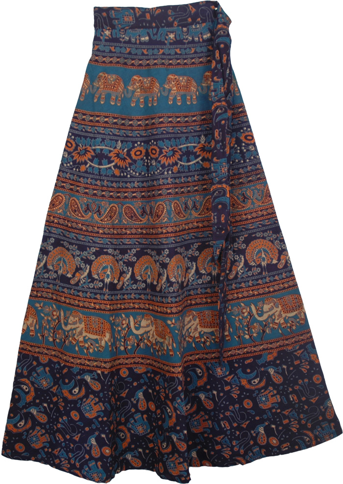 Blue Galore Ethnic Long Wrap Skirt