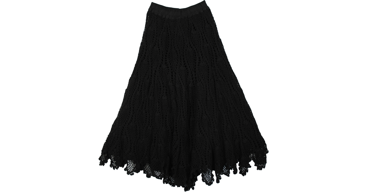 All Black Crochet Pattern Long Skirt | Black-Skirts, Crochet-Clothing