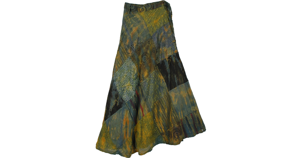 Blue Royale Wrap Around Skirt | patchwork, Wrap-Around-Skirt
