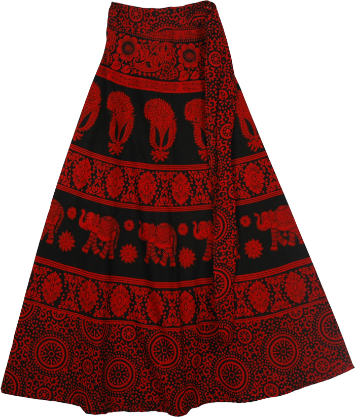 Bright Red Long Tie Around Skirt