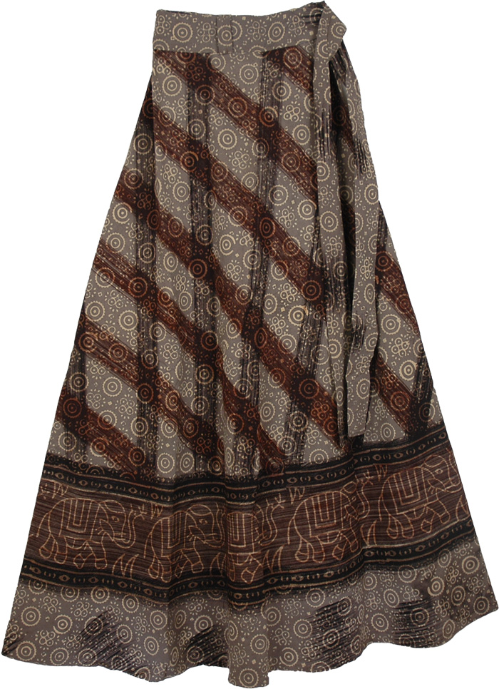 Cappuccino Wrap Hem Long Skirt